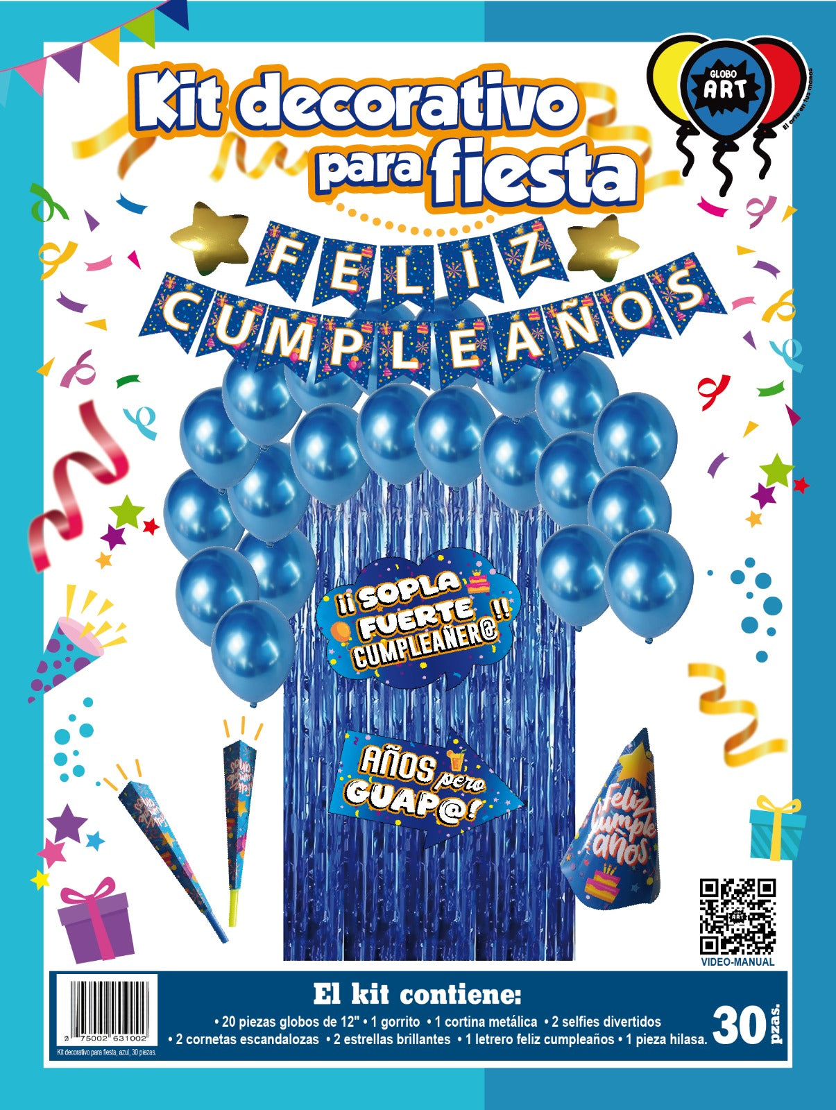 Kit Decoración para Fiestas 30 piezas | Globos, Cortina y Accesorios