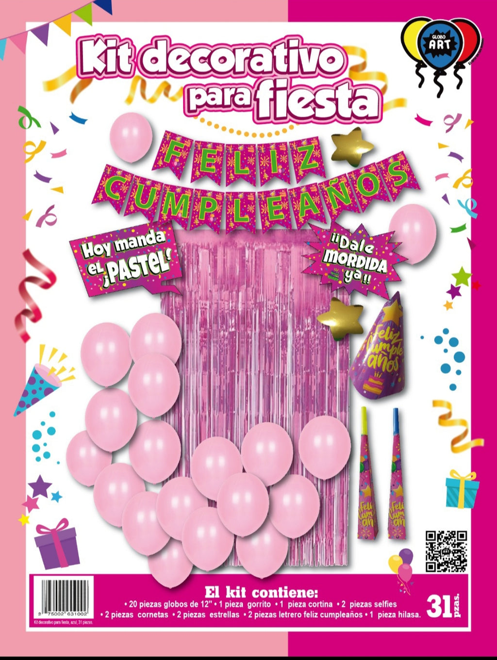 Kit Decoración para Fiestas 30 piezas | Globos, Cortina y Accesorios
